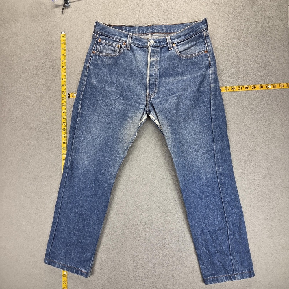 VTG Levis 501 Jeans Mens Blue Valencia Made In USA‎ 90s Button Fly Fits 33x28